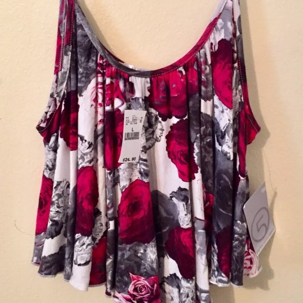 Vintage Y2K NWT fifth harmony floral roses spaghetti strap crop tank top L